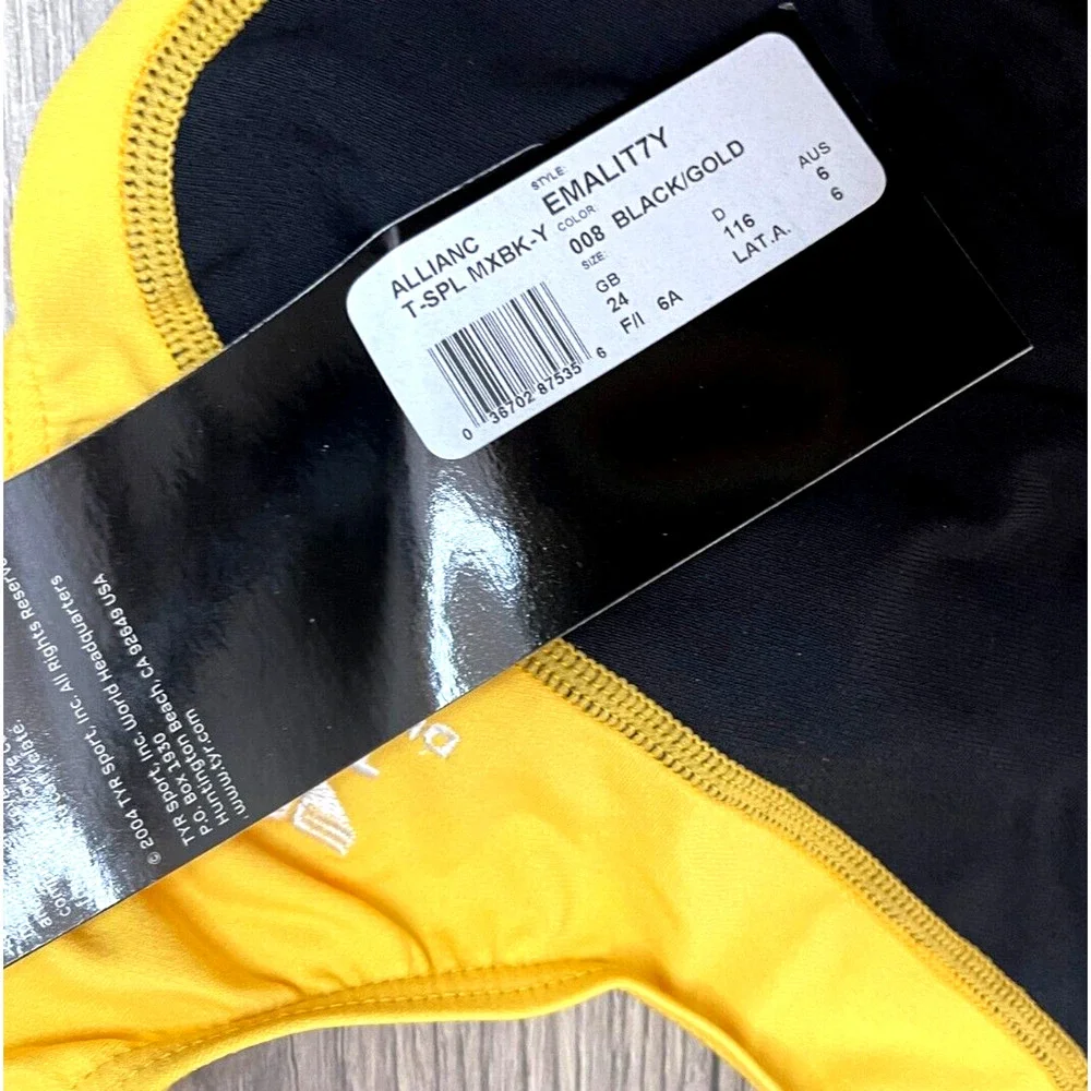 TYR Durafast YOUTH Alliance T-Splice MaxBack 1pc Swimsuit Yellow Size 24 $70